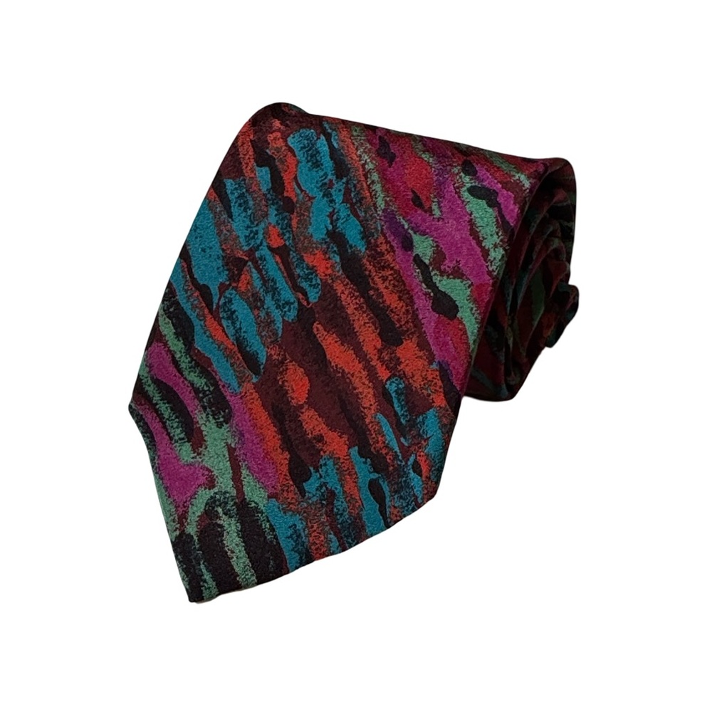 Missoni mens colorful abstract 100% silk luxury vintage neck tie EUC